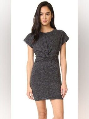 IRO Pier Twist Front T-Shirt Dress Gray Bodycon Size Medium